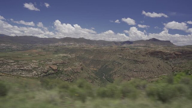 Driving Along Landscapes In Lesotho