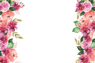 Flower watercolor frame for wedding, birthday, card, background, invitation, wallpaper, sticker, decoration etc.
