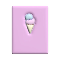 3d風のぷっくりアイスノートピンク表紙♪png