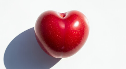 Fototapeta premium Shiny red heart-shaped object on a bright background