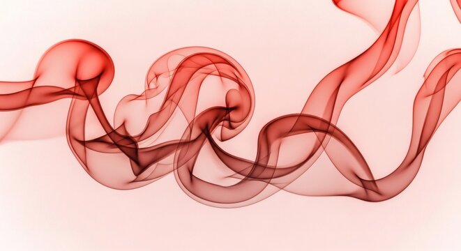 Red smoke swirling abstractly on soft pink background