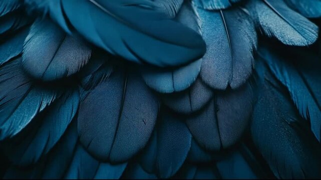 Close-up view of layered blue feathers showcasing fine detail.