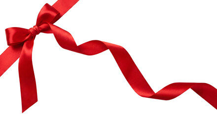 Elegant Red Ribbon Bow Tied Gift Wrap Decoration Celebration Present Occasion Elegant Knot Silk Satin Festive Presentational Ribbon Element isolated on transparent background