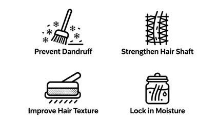 Fototapeta premium The combination of dandruff and water locking icons can prevent dandruff, strengthen hair, improve hair quality, and provide long-lasting water locking. It is suitable for hair care scenarios. 