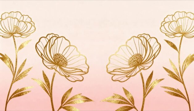 gold floral line art bloom blush background perfect for national wedding month