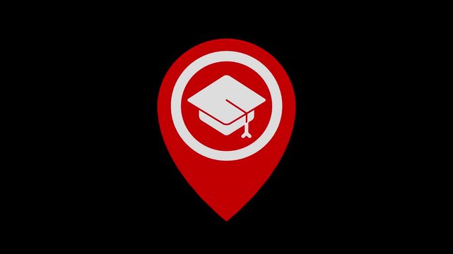 University  map location marker animation loop with alpha channel