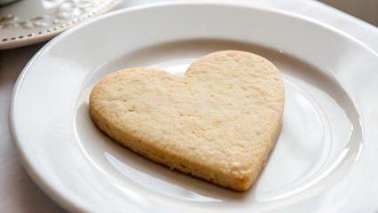 Heart Shaped Cookie on Plate Minimal Style