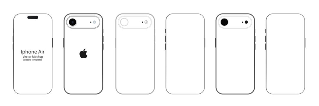 Realistic Smartphone Mockup icon with blank screen. iphone 17 pro and pro max smartphone mockup. white gray, orange, smartphone device blank screen mockup template phone layout. vector illustration