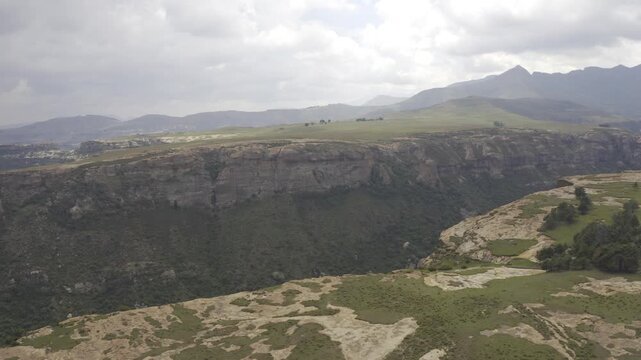 Aerial, Stunning Landscapes Around Roma, Lesotho