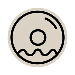 Sweet donut or doughnut scrapbook, doodle, sticker, collage, icon: hand drawn illustration of glazed pastry for cafe dessert menu, bakery, snack, food, sugar, chocolate, bread, sticker