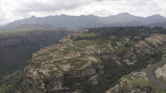 Aerial, Stunning Landscapes Around Roma, Lesotho