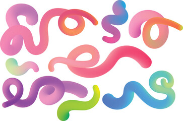 Obraz premium Abstract 3d fluid shapes with vibrant gradient colors on white background