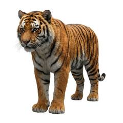 Obraz premium Realistic tiger walking pose 3D render majestic wild animal predator isolated on transparent background