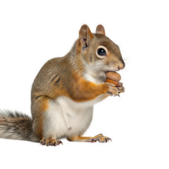 Fototapeta premium Squirrel eating nut isolated on transparent background