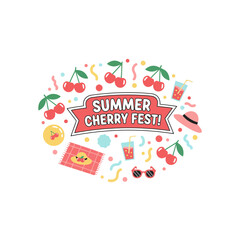 Vibrant Summer Cherry Festival Illustration