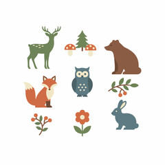Obraz premium Whimsical forest animals in a natural setting playfully gathered