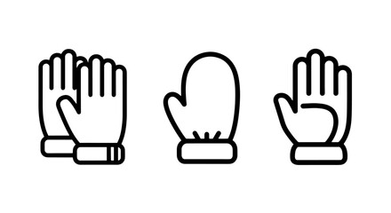 Obraz premium Outline icons of handwear: gloves, mittens, and an open hand