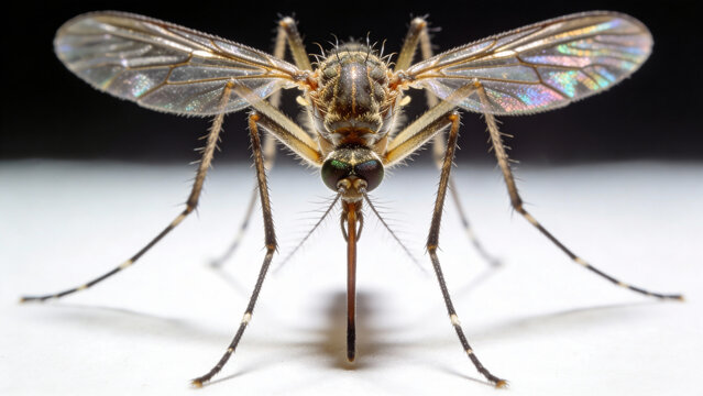 A high-resolution microscopic image of the malaria mosquito (Anopheles genus).