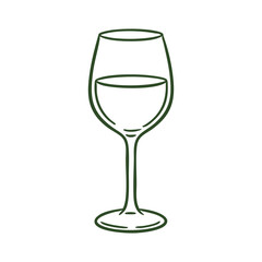 Minimalist Wine Glass Line Art Icon