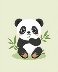 Obraz premium Cute Panda with Bamboo