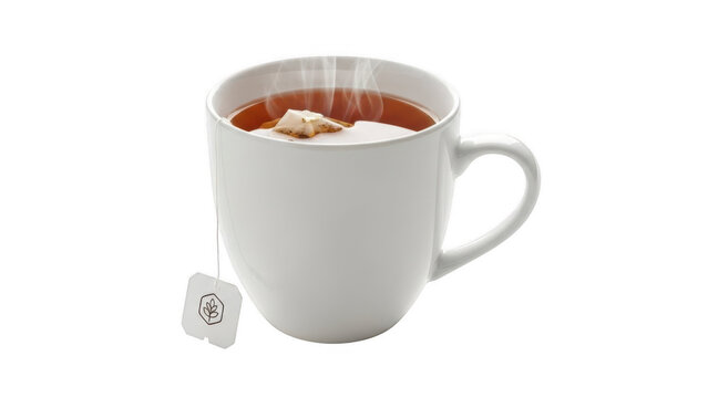 Steaming cup of tea isolated on transparent background