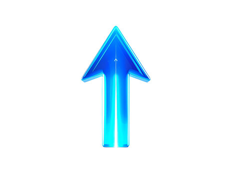 A bright, glowing blue arrow pointing straight up on a black background