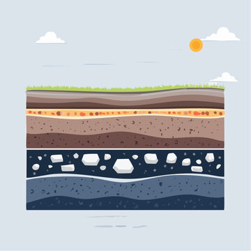 Cross sectional Vector Illustration of Earths Geological Layers