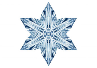 Obraz premium Blue and white snowflake crystal isolated on a transparent background