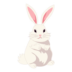 Obraz premium A white rabbit sits on its hind legs