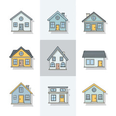 Fototapeta premium Assorted Cozy House Illustrations