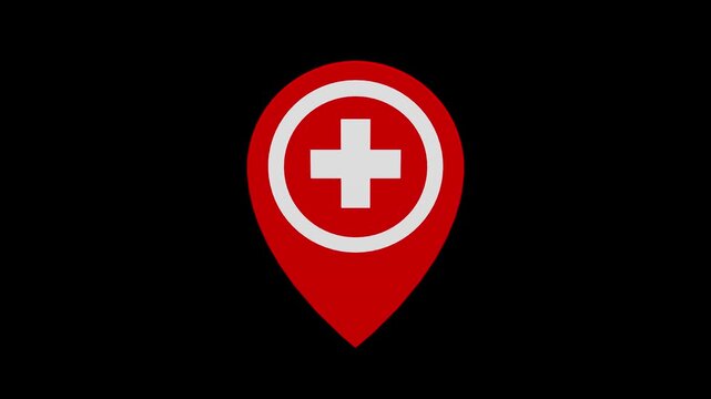 Doctor map location marker animation loop with alpha channel
