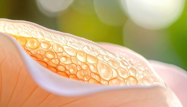 Close-up view of cellular structure within a plant's thin epidermal layer, showcasing natural patterns and organic detail.