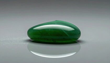Lustrous Green Jade Gemstone Reflecting Light on a Polished Surface
