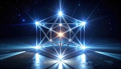 Radiant Sacred Geometry Crystal Lattice Illuminating with Cosmic Energy and Starlight