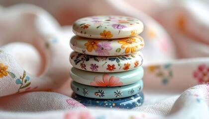 Stack of Floral Ceramic Bangles