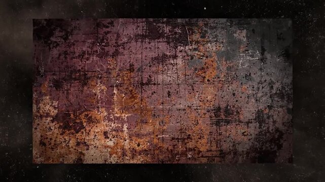 Distressed, textured surface with abstract, grunge-like patterns in dark tones