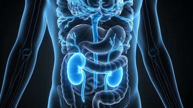 Human Internal Organs Anatomy Model on Blue Background Animation for Medical Education Presentation and Healthcare