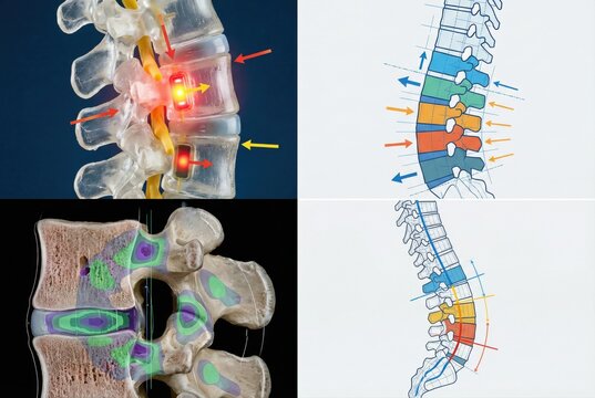 Advanced spinal anatomy showcasing vertebrae structure and biomechanical dynamics with visual representation of intervertebral interactions enhancing understanding of spinal health