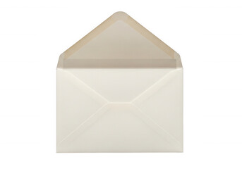 White envelope with beige inner flap mail isolated on a transparent background