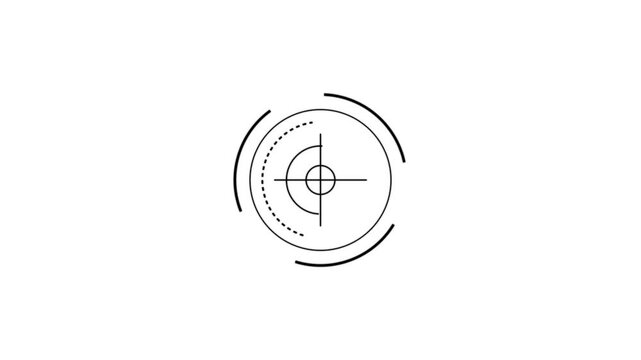 PNG Alpha. Circle HUD technological futuristic elements. Sci-Fi circle elements appearing and disappearing within 10 seconds .Technological HUD template. 2D Texture for broadcast future design.