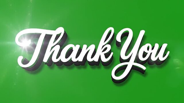 White cursive "Thank You" with shadow on a bright green gradient background