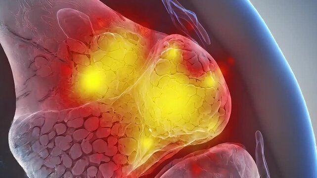 Detailed x-ray view of human body with highlighted organs and tissues in a medical illustration