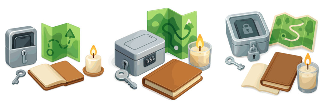 Creative vector illustration of escape room elements and tools