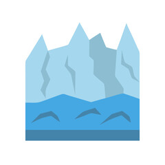 Stylized iceberg illustration with water and ocean floor detail