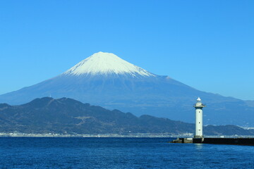 清水港と富士山