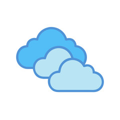 Two blue clouds on White Background for weather concept