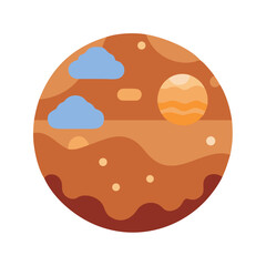 Fototapeta premium Flat illustration of a planet surface with clouds