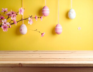 easter eggs on wooden background