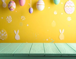 easter eggs on wooden table