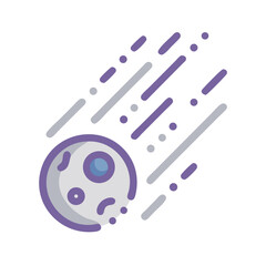 Stylized cartoon meteor illustration over White Background, space themed